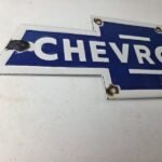 Vintage Chevrolet Bowtie Porcelain Sign – Blue White Logo Emblem Sign - Image 6