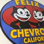Vintage Chevrolet Porcelain Sign – Service Gas Pump Chevy Felix The Cat Sign - Image 6