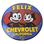 Vintage Chevrolet Porcelain Sign – Service Gas Pump Chevy Felix The Cat Sign - Image 2