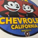 Vintage Chevrolet Porcelain Sign – Service Gas Pump Chevy Felix The Cat Sign - Image 10