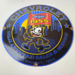 Vintage Chevrolet Porcelain Sign – Service Gas Pump Chevy Felix The Cat Sign - Image 15