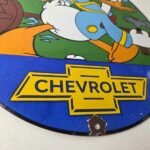 Vintage Chevrolet Sign – Automobilia Donald Duck Garage Porcelain Gas Pump Sign - Image 11