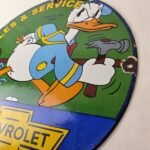 Vintage Chevrolet Sign – Automobilia Donald Duck Garage Porcelain Gas Pump Sign - Image 13
