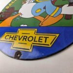 Vintage Chevrolet Sign – Automobilia Donald Duck Garage Porcelain Gas Pump Sign - Image 14