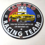 Vintage Chevrolet Sign – Camaro Automobile Racing Team Motors Porcelain Sign - Image 15