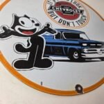 Vintage Chevrolet Sign – Felix Dont Touch Automobile Gas Pump Porcelain Sign - Image 11