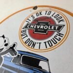 Vintage Chevrolet Sign – Felix Dont Touch Automobile Gas Pump Porcelain Sign - Image 12