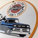 Vintage Chevrolet Sign – Felix Dont Touch Automobile Gas Pump Porcelain Sign - Image 13