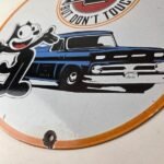 Vintage Chevrolet Sign – Felix Dont Touch Automobile Gas Pump Porcelain Sign - Image 14