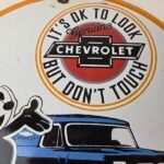 Vintage Chevrolet Sign – Felix Dont Touch Automobile Gas Pump Porcelain Sign - Image 3