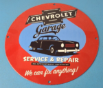 Vintage Chevrolet Sign – Garage Automobile Motors Repairs Porcelain Sign