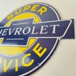 Vintage Chevrolet Sign – Porcelain Bow-Tie Sign – Gas Pump Garage Shop Auto Sign - Image 13