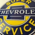 Vintage Chevrolet Sign – Porcelain Bow-Tie Sign – Gas Pump Garage Shop Auto Sign - Image 4