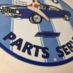 Vintage Chevrolet Sign – Porcelain Camaro 69 SS Gas Pump Auto Pinup Girl Sign - Image 11
