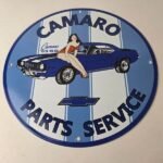 Vintage Chevrolet Sign – Porcelain Camaro 69 SS Gas Pump Auto Pinup Girl Sign - Image 15