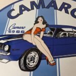 Vintage Chevrolet Sign – Porcelain Camaro 69 SS Gas Pump Auto Pinup Girl Sign - Image 3