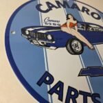 Vintage Chevrolet Sign – Porcelain Camaro 69 SS Gas Pump Auto Pinup Girl Sign - Image 6