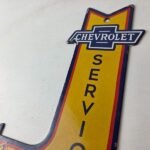 Vintage Chevrolet Sign – Porcelain Service Arrow Gas Oil Pump Chevy Garage Sign - Image 12