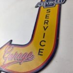 Vintage Chevrolet Sign – Porcelain Service Arrow Gas Oil Pump Chevy Garage Sign - Image 13