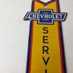 Vintage Chevrolet Sign – Porcelain Service Arrow Gas Oil Pump Chevy Garage Sign - Image 3