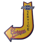 Vintage Chevrolet Sign – Porcelain Service Arrow Gas Oil Pump Chevy Garage Sign - Image 2