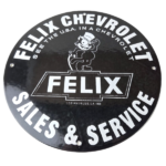 Vintage Chevrolet Sign – Service Gas Pump Chevy Felix the Cat Porcelain Sign