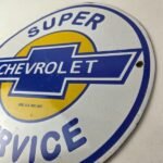 Vintage Chevrolet Sign – Super Service Automobile Motors Gas Pump Porcelain Sign - Image 13