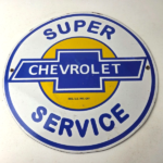 Vintage Chevrolet Sign – Super Service Automobile Motors Gas Pump Porcelain Sign - Image 15