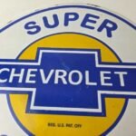 Vintage Chevrolet Sign – Super Service Automobile Motors Gas Pump Porcelain Sign - Image 3