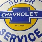 Vintage Chevrolet Sign – Super Service Automobile Motors Gas Pump Porcelain Sign - Image 4