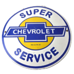 Vintage Chevrolet Sign – Super Service Automobile Motors Gas Pump Porcelain Sign - Image 2