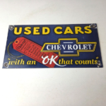 Vintage Chevrolet Sign – Used Cars Automobile Motors Gas Pump Porcelain Sign - Image 15