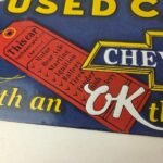 Vintage Chevrolet Sign – Used Cars Automobile Motors Gas Pump Porcelain Sign - Image 3