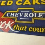 Vintage Chevrolet Sign – Used Cars Automobile Motors Gas Pump Porcelain Sign - Image 4