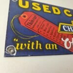 Vintage Chevrolet Sign – Used Cars Automobile Motors Gas Pump Porcelain Sign - Image 6