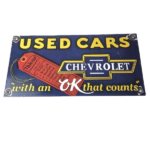 Vintage Chevrolet Sign – Used Cars Automobile Motors Gas Pump Porcelain Sign - Image 2