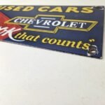 Vintage Chevrolet Sign – Used Cars Automobile Motors Gas Pump Porcelain Sign - Image 10