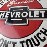 Vintage Chevrolet Sign – Warning, Automobile Motors Gas Pump Porcelain Sign - Image 4
