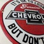 Vintage Chevrolet Sign – Warning, Automobile Motors Gas Pump Porcelain Sign - Image 6