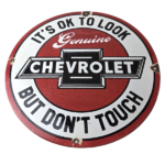 Vintage Chevrolet Sign – Warning, Automobile Motors Gas Pump Porcelain Sign - Image 2