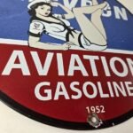 Vintage Chevron Gasoline Sign – Aviation Gas Motor Oil Auto Pump Porcelain Sign - Image 11