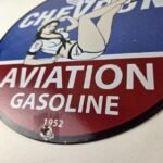 Vintage Chevron Gasoline Sign – Aviation Gas Motor Oil Auto Pump Porcelain Sign - Image 14