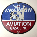 Vintage Chevron Gasoline Sign – Aviation Gas Motor Oil Auto Pump Porcelain Sign - Image 15