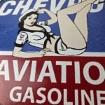 Vintage Chevron Gasoline Sign – Aviation Gas Motor Oil Auto Pump Porcelain Sign - Image 4