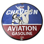 Vintage Chevron Gasoline Sign – Aviation Gas Motor Oil Auto Pump Porcelain Sign - Image 2