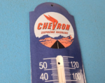 Vintage Chevron Gasoline Sign – Gas Pump Ad Sign on Porcelain Thermometer - Image 5