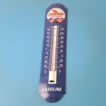 Vintage Chevron Gasoline Sign – Gas Pump Ad Sign on Porcelain Thermometer