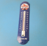 Vintage Chevron Gasoline Sign – Gas Pump Ad Sign on Porcelain Thermometer - Image 2