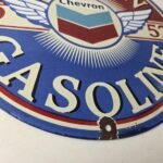 Vintage Chevron Gasoline Sign – Gas Pump Service Advertisement Porcelain Sign - Image 11