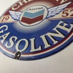 Vintage Chevron Gasoline Sign – Gas Pump Service Advertisement Porcelain Sign - Image 14